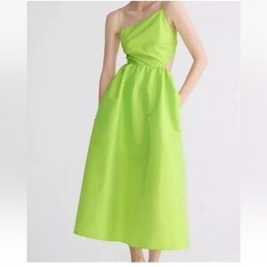 J crew Collection limited-edition green taffeta side-cutout midi dress size 2